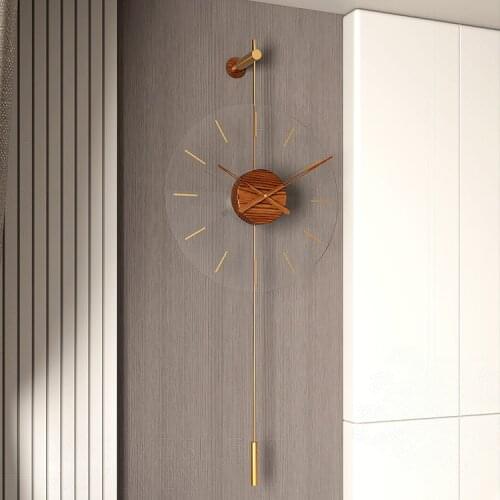 Minimalist Wooden Wall Clock Silent Transparent Modern Home Wall Clock Pendulum Nordic Horloge Murale Living Room Decor EI50WC
