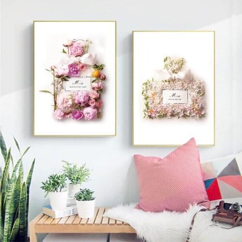 Fashion Perfume Poster Bowknot Wall Print Painting Plant Leaf Nordic Creativity Art Canvas Pictures for Girl Room Decoration