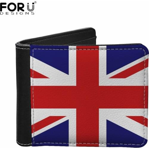 FORUDESIGNS Mens Leather Clutch Wallets Fashion The British Flag Print Male Coin Purse Male Casual Multi-Card Bag Men Money Clip