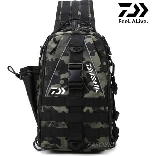Daiwa Men/Female Fishing Backpack Outdoor Sport Waterproof Shoulder Bag Tactical Multi-function Chest Bags Camouflage Backpack