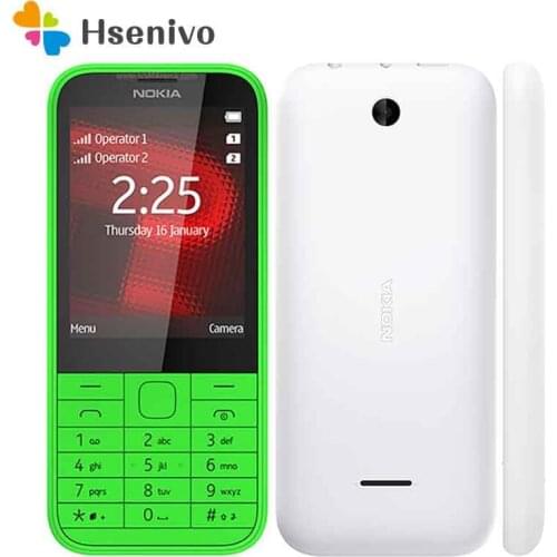 225 Original Unlocked Nokia 225 Single Core 2.8 Inches 2MP Camera 2G GSM FM Bluetooth Mp3 Player Cellphone refurbished
