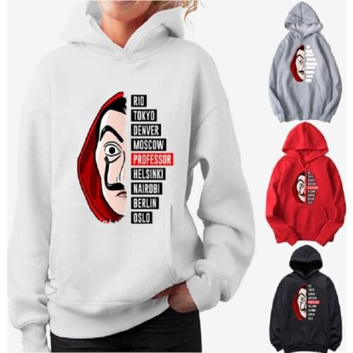 New Women Hoodies La Casa De Papel 3D Print Letter Female Sweatshirts Casual Fashion Loose House of Paper Hoodies Women Pullover