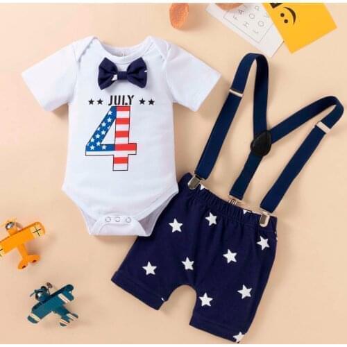 Infant New Born Clothes Toddler Kids Baby Summer Independence Day Short Sleeve Top Shorts Clothes Set Be be Girl Outfits
