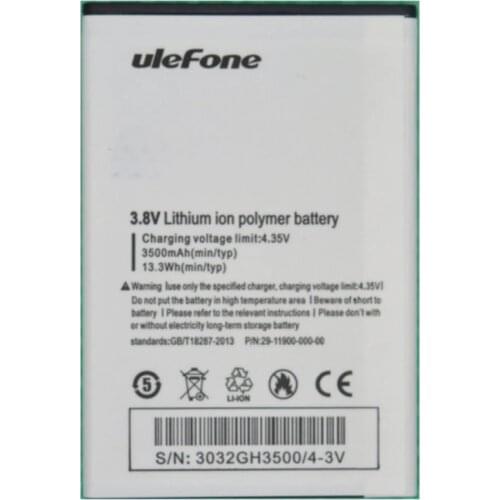 Original uleFone U008 Pro battery 3500mAh 3.7V/3.8V 13.3wh For Ulefone U008 Pro 4G 5.0inch MTK6737 Cellphone batteries