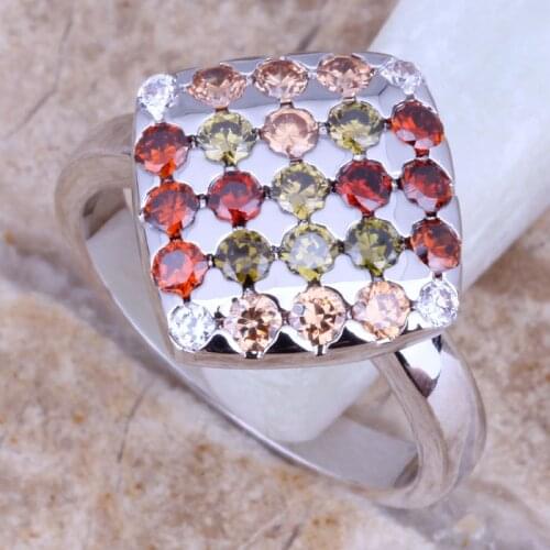 Angelic Multicolor Multigem Silver Plated Ring Size 6 / 7 / 8 / 9 E208