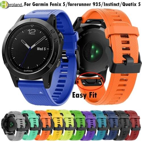 22MM Watchband for Garmin Fenix 5/5 Plus/Quatix 5 Forerunner 935 Instinct Watch Quick Release Silicone Strap Easy fit Wriststrap