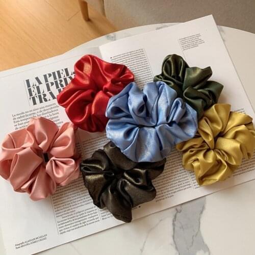New Shiny Satin Silk Large Scrunchies Elastic Rubber Hair Bands Women Girls Solid Headband Ponytail Holder Hair Ties Accessories