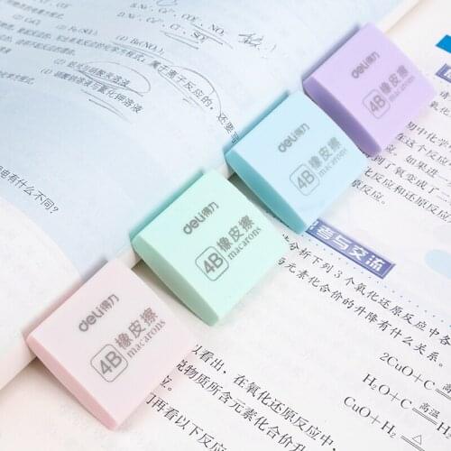4Pcs Macaron Colors PVC Pencil Rubber Square Shaped 4B Eraser Sketch Draw Correction Test Homework Office School Wipe Clean 3044