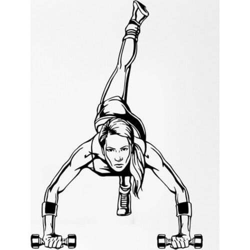 Sexy Gril Gym Vinyl Wall Decal Sport Activity Woman Girl Crossfit Fitness Mural Wall Sticker Fitness Centre Room Home Decoration