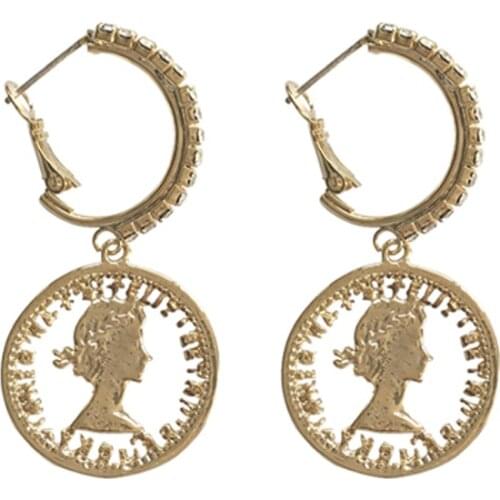 Wholesale S925 Silvery Needle Elegant Portrait Hollow Earrings Cool Crystal Set European and American Ear Stud Wholesale