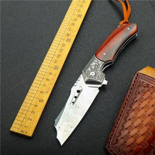 VG10 Damascus steel Folding knife Blade High Hardness outdoor hunting knife EDC camping tactical self defense fruit knife gift