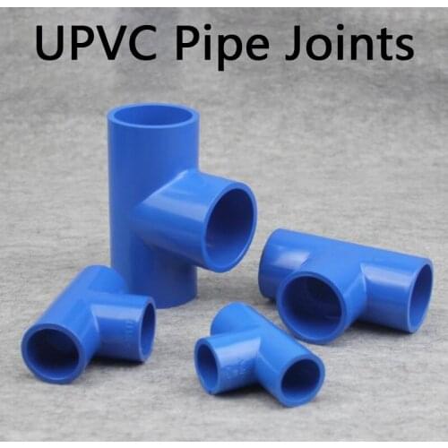 UPVC Pipe Joints Blue PVC Tee Connector Aquarium Fish Tank Tube DIY Tools Garden Water Connectors 1 Pcs