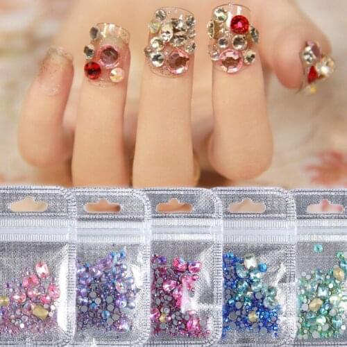 Super Shiny Clear Crystal AB color Non HotFix 3D Nail Art Decoration Rhinestones Manicure DIY Accessories supplies tools