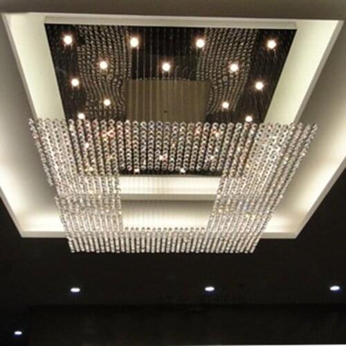 LED modern string big crystal High-grade light chandelier lustre hotel lobby chandelier lighting L1000xW1000xH1500mm free shippi