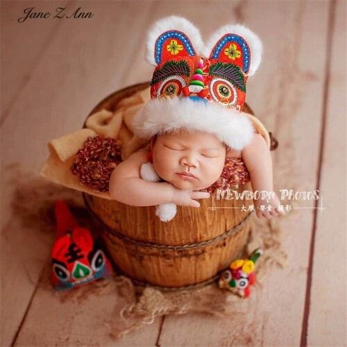 Jane Z Ann newborn/3 month Chinese Spring Festival traditional lovely photography Tiger Hat cloth tiger doll combination