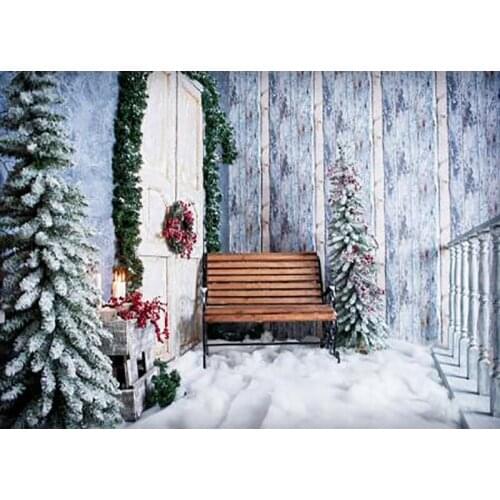 Vinyl Wood Christmas Backgrounds For Photography Winter Snow Gift Baby Newborn Portrait Photo Backdrop
