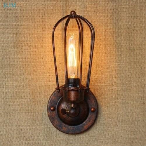 Vintage Loft Metal Cage Wall Light Retro Industrial Adjustable Wall Lamp Country for Kitchen Aisle Restaurant Lighting Fixtures