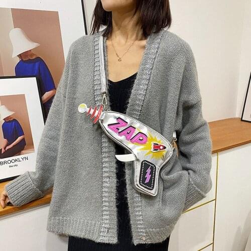 Weysfor Fashion Laser Gun Shape Crossbody Bag Purses Handbags for Women 2021 Shoulder Purse Girls Clutch Bag Pu Leather Pouch