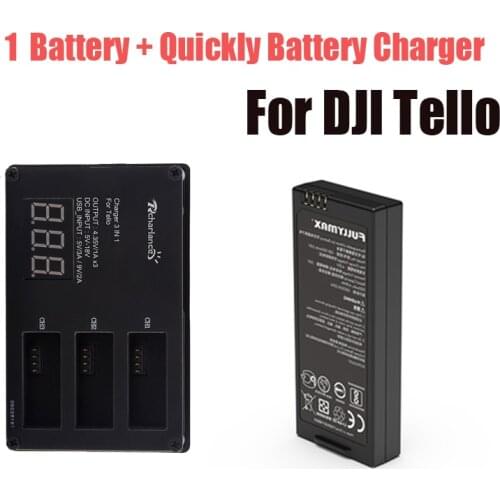 For DJI Tello Battery Quickly Charging Charger + 1 Pcs Lipo Tello Flight Battery For Hub Tello Drone Accessories