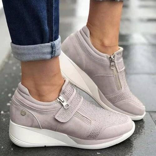 2020 Woman Wedge Sneaker Women Casual Shoes Breathable Women Non-slip PU Leather Increased Shake Shoes Sneakers Size 35-43