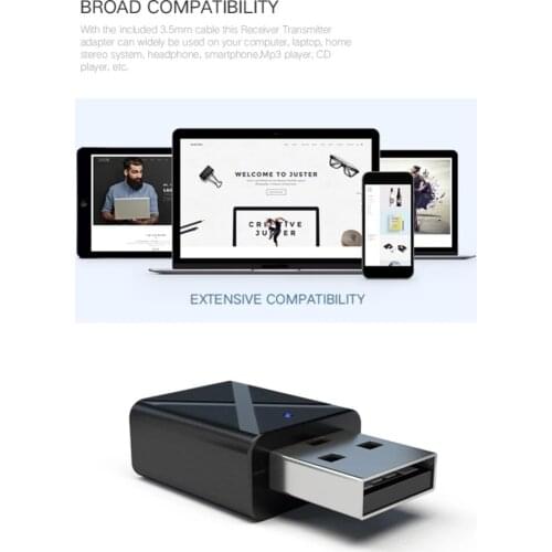 2 in 1 Bluetooth-compatible 5.0 Audio Receiver Transmitter 3.5mm AUX Transmitter Reciver Wireless Adapter For TV PC Car Phone