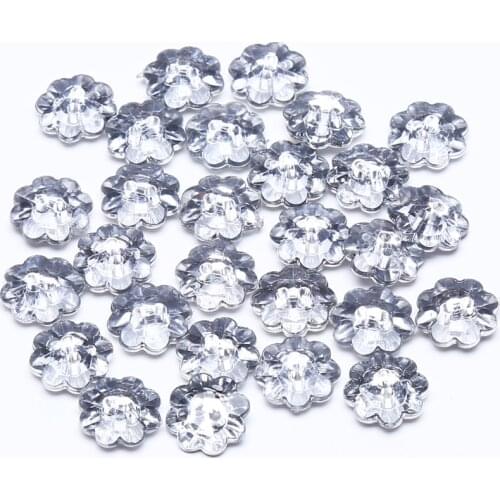 400pcs 13mm Acrylic Flower Buttons 2 Holes Clear Button Embellishments For Wedding Cardmaking Scrapbooking