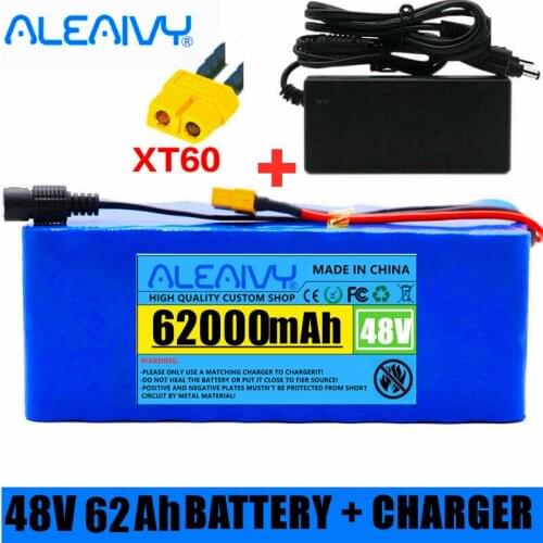 48v 62Ah Lithium Ion Battery 62000mAh 1000w Lithium Ion Battery Pack for 54.6v E-bike Electric Bicycle Scooter with BMS +Charger