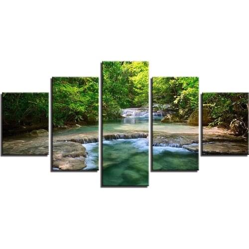 5-Pieces Spray Canvas Landscape Trees Water Series Modern Painting Wall Art The Picture For Home Decoration Unframed