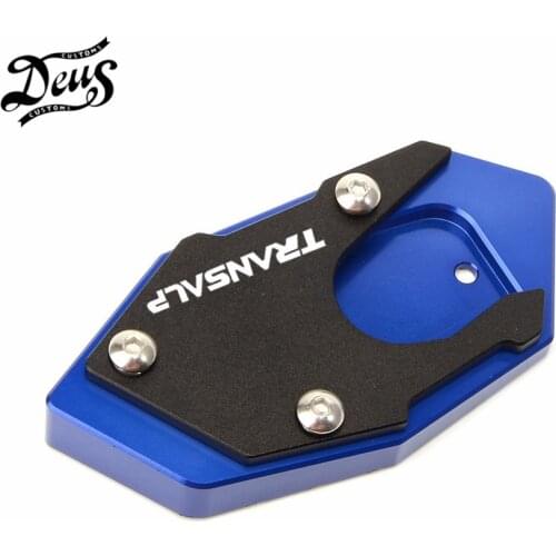 CNC Aluminum Motorcycle LOGO TRANSALP Side Stand Pad Enlargement Plate Kickstand Extension For Honda XLV 600 650 700 TRANSALP