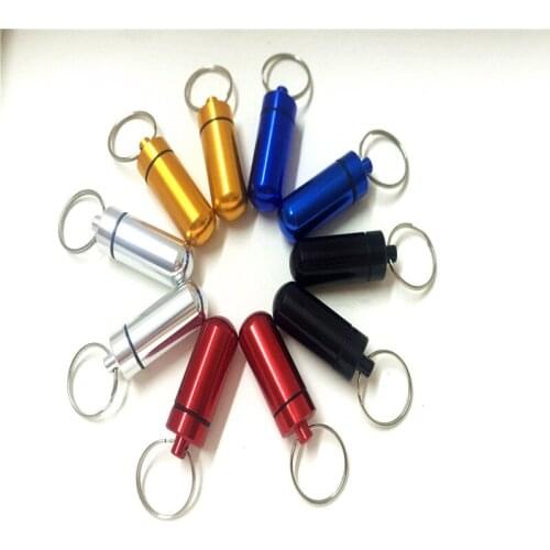 500 X Aluminum Pill Box Case Bottle Holder Container Car Keychain Keyring Medicine Box Health Care Car-styling Key Holder