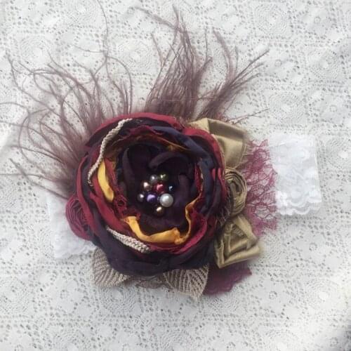 Free Shipping Fall Big Burned Flower Girl Headband Kids Hair Accessories