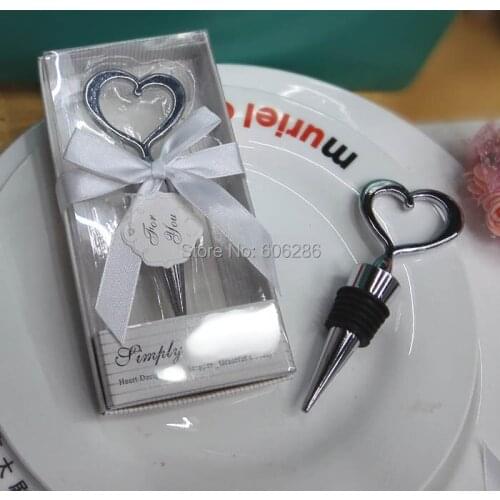 Free shipping alloy heart wine stopper wedding bachelorette party favors and return gifts, anniversary party favours