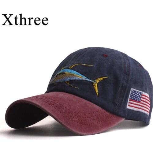 Xthree Mens baseball caps for men cap style women hat snapback embroidery fish cap casual casquette dad hat hip hop cap