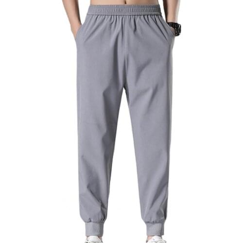 Men Solid Color Pants Straight All Match Loose Elastic Waist Ankle Banded Oversize Casual Pants Sweatpants Streetwear Trousers