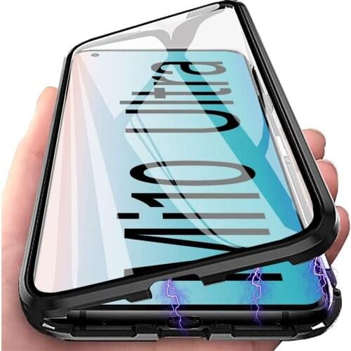 Case for Xiaomi 10 Ultra Magnetic Adsorption 2 in 1 Metal Bumper Double-Sided Glass 360 ​​Degrees Protective Cover