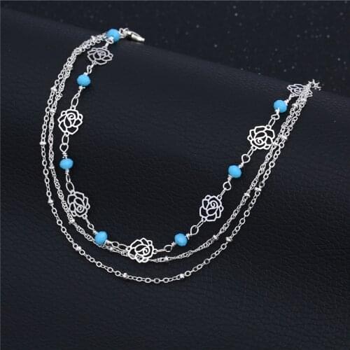 Fashion Flower Anklet Bracelet on The Leg 2019 Fashion Summer Beach Foot Jewelry Tobilleras De Plata Bohemian