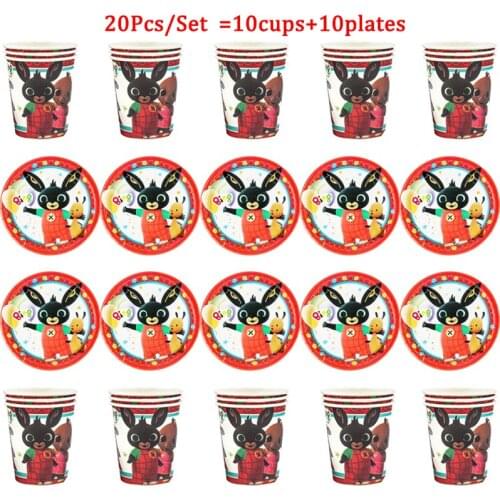 Baby Shower Birthday Party Supplies Disposable Cup Cake Plates Tableware Red Rabbit Theme Party Decorations Paper Dinner Dishes