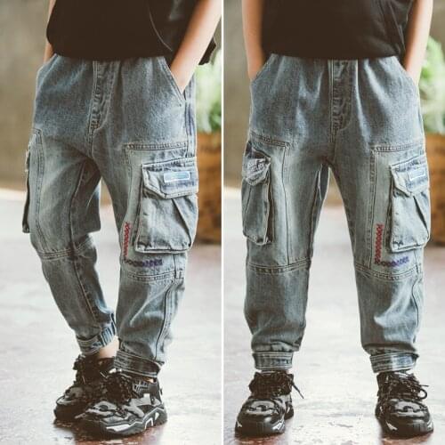 Teenage Boys Jeans Blue School Pencil Pants Baby Boys Trousers Jeans for Kids 2020 autume Children Pants 10 12