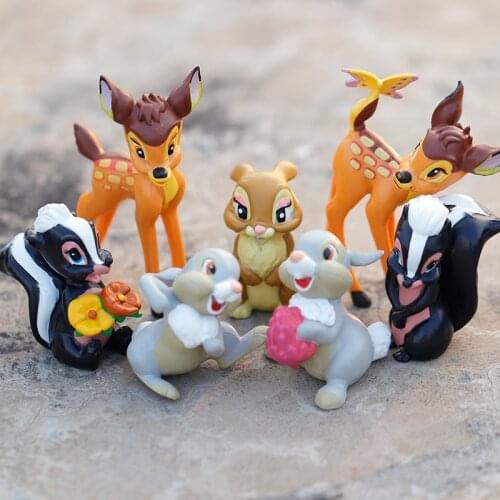 Disney 7pcs/set Bambi Deer Figure Action Rabbit Figurine Squirrel Figures Birthday Cake Decoration Dolls Toys For kids gift