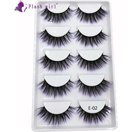 Flash girl new arrive E02 5 pairs colorful mink eyelashes 16 styles wispy eyelashes