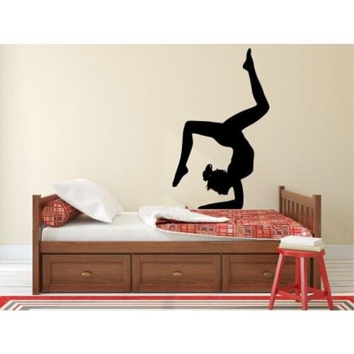 Gymnastics Girl Silhouette Wall Decal Elegant Woman Dancer Vinyl Wall Stickers For Kids Room Modern Home Decor Art Mural SYY691