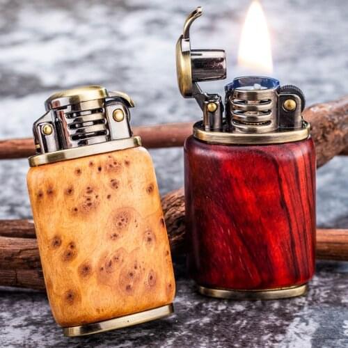 Kerosene Lighter Copper Kerosene Sandalwood Lighter Vintage Windproof Creative Mens Collection Lighter