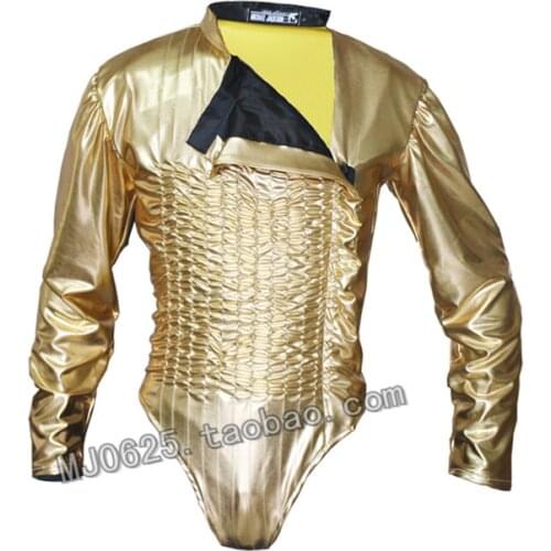 Classic MJ Michael Jaskson BAD Dangerous JAM Golden tour Leotard Bodysuit Jacket Spandex Imitation Performance