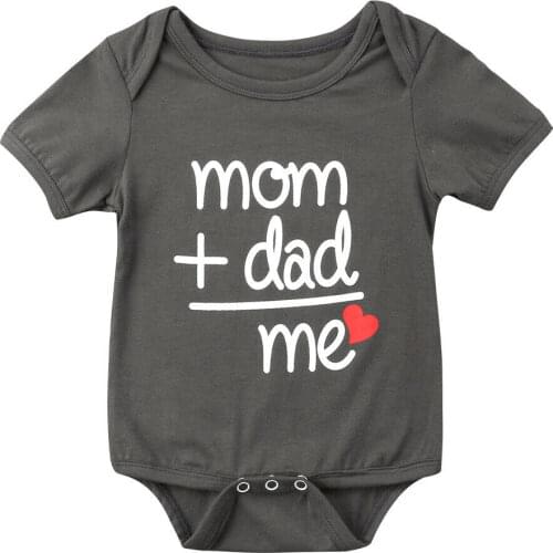 Newborn Infant Baby Boys Girls Short Sleeve Letter Print Bodysuit Jumpsuit Outfits Cotton Clothes 0-18M