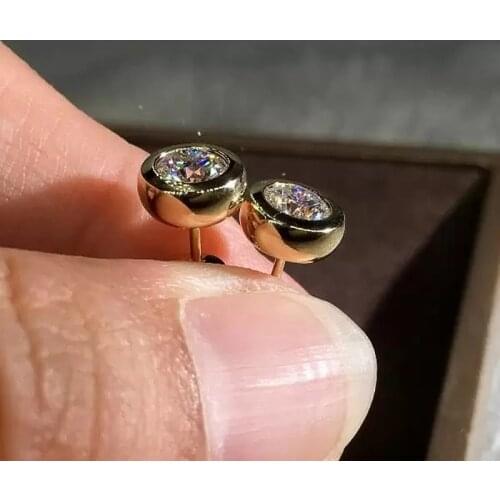 Huitan Minimalist Piercing Stud Earrings for Women/Men Inlaid White CZ Silver Color/Gold Color Simple Earrings Classic Jewelry