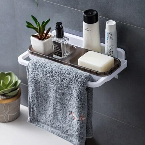Multifunctional punch-free bathroom storage rack wall-mounted household bathroom toilet creative double-layer drain soap box