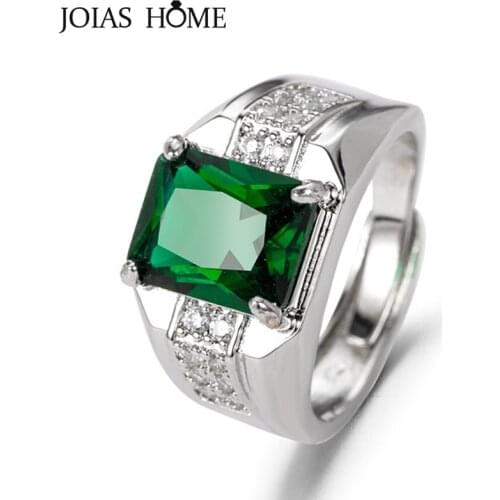 Joiashome Classic 925 Sterling Silver Ring For Man With Sapphire Emerald Gemstones Ring Wedding Party Wholesale Gift Size 6-10