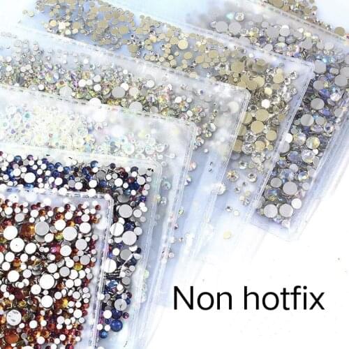 Non Hot Fix Nail Art Decoration Rhinestones Muilti Color Top Quality Round Shape Shiny Strass Stone Glass Rhinestone Accessories