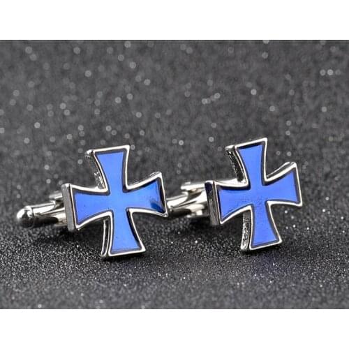 One pair popular alloy cross penant with black/blue enamel mens shirt/suit cufflinks xyc121
