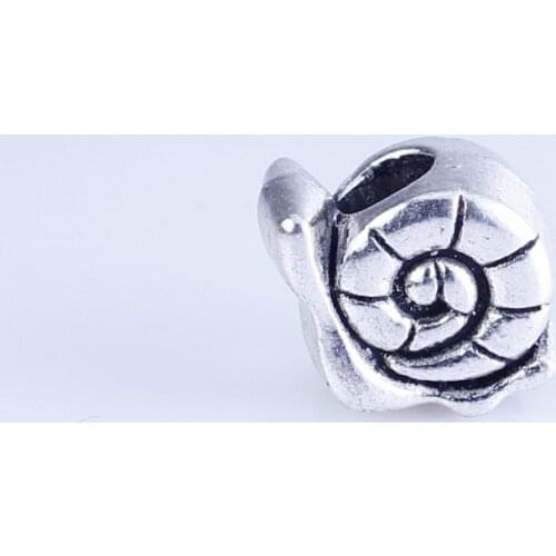 Wholesale 18pcs silver plated Snail beads Big Hole Beads Fit style European Bracelet hole 5mm